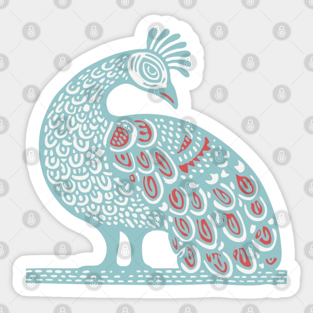 Elegant Peacock Folk Art for Whimsical Nursery Decor Sticker by TuncGK